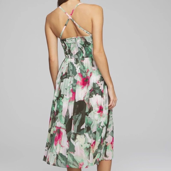 White House Black Market Floral Sleeveless Pleated Bust Dress Wedding Guest - Picture 2 of 16